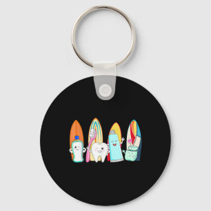 Funny Tooth Surf Surfboard Beach Zomer Dental Hyg Sleutelhanger