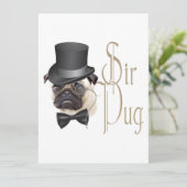 Funny Top Hat Monocle Sir Pug Dog (Staand voorkant)