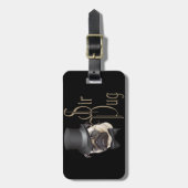 Funny Top Hat Monocle Sir Pug Dog Bagagelabel (Voorkant verticaal)