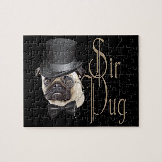 Funny Top Hat Monocle Sir Pug Dog Legpuzzel (Horizontaal)