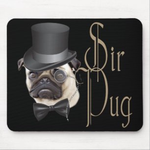 Funny Top Hat Monocle Sir Pug Dog Muismat