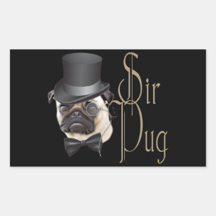 Funny Top Hat Monocle Sir Pug Dog Rechthoekige Sticker