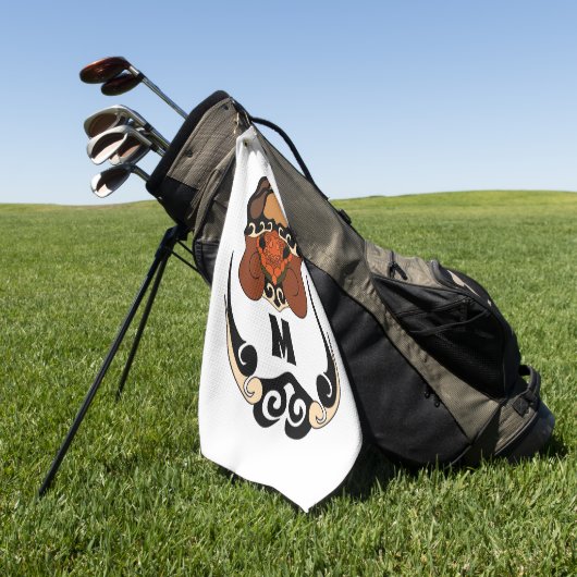 Funny Tortoise Chilling Monogram Golfhanddoek (Groen)