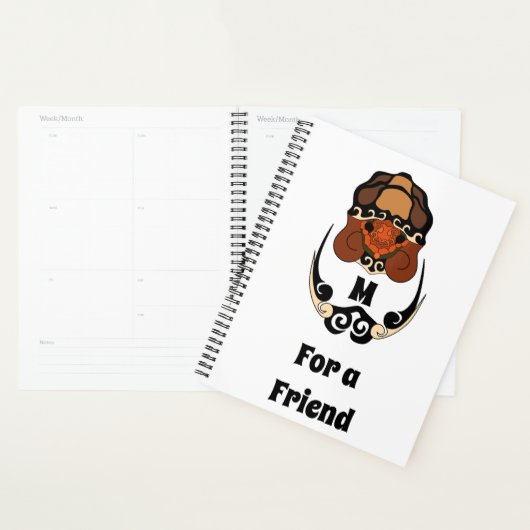 Funny Tortoise Chilling Monogram Planner (Display)