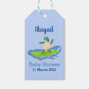Funny tortoise golf surfende cartoon cadeaulabel
