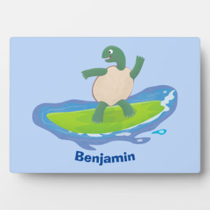 Funny tortoise golf surfende cartoon fotoplaat