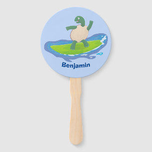 Funny tortoise golf surfende cartoon handwaaier