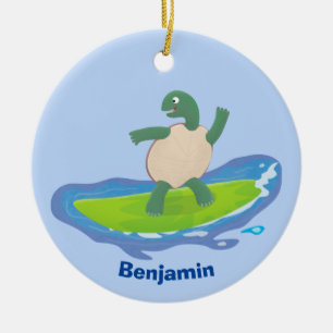 Funny tortoise golf surfende cartoon keramisch ornament