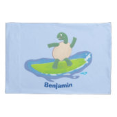 Funny tortoise golf surfende cartoon kussensloop (Achterkant)