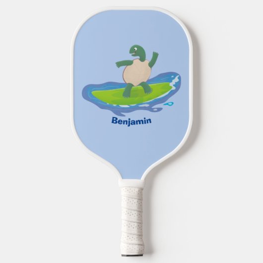 Funny tortoise golf surfende cartoon pickleball paddle (Voorkant)