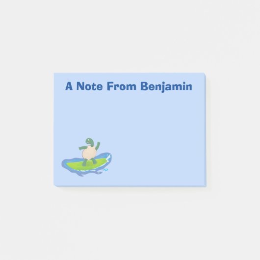 Funny tortoise golf surfende cartoon post-it® notes (Voorkant)