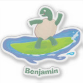 Funny tortoise golf surfende cartoon sticker (Voorkant)