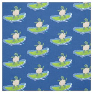 Funny tortoise golf surfende cartoon stof