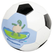 Funny tortoise golf surfende cartoon voetbal (Drie kwart)