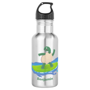 Funny tortoise golf surfende cartoon waterfles 