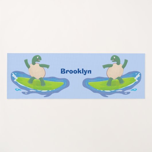 Funny tortoise golf surfende cartoon yogamat (Voorkant (horizontaal))