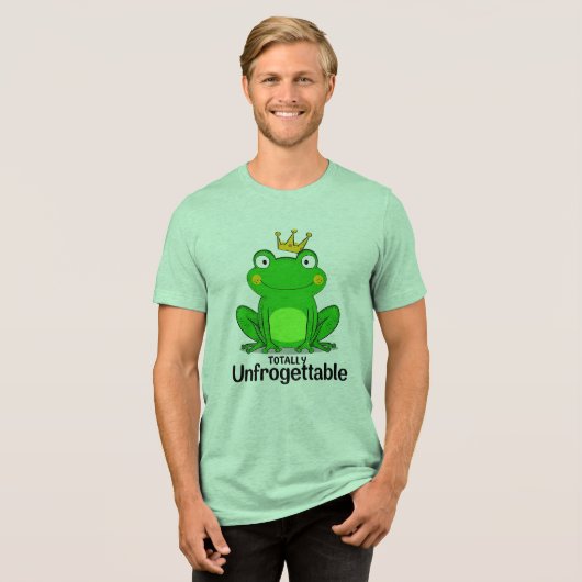 Funny "Totally Unfrogettable" Frog Pun Tri-Blend Shirt (Voorkant volledig)