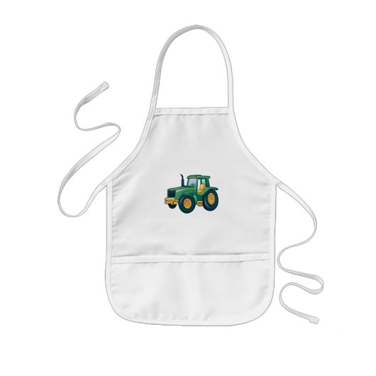 Funny Tractor Cartoon Design Kinder Schort (Voorkant)