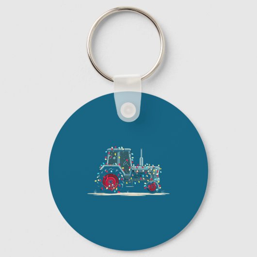 Funny Tractor Christmas Graphics Lights Lover Farm Sleutelhanger (Voorkant)