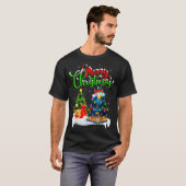 Funny Train Lover Xmas Lighting Santa Train Christ T-shirt (Voorkant volledig)