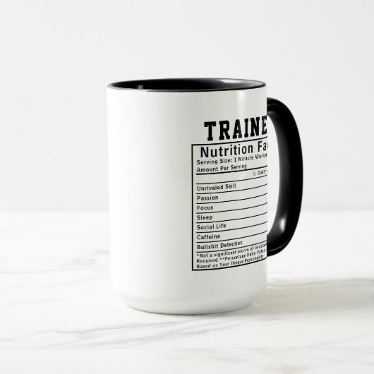 Funny Trainer Nutrition Facts Gift For Fitness Mok (Voorkant rechts)