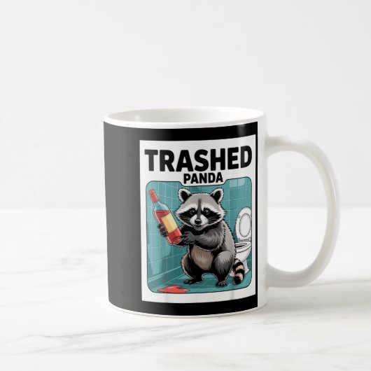 Funny Trashed Panda Raccoon Gets Drunk  Koffiemok (Rechts)