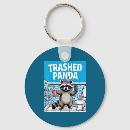 Funny Trashed Panda Raccoon Gets Drunk  Sleutelhanger (Voorkant)