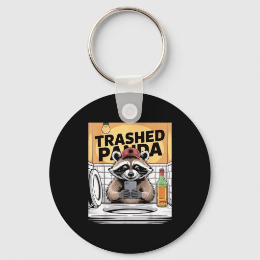 Funny Trashed Panda Raccoon Gets Drunk Sleutelhanger (Voorkant)