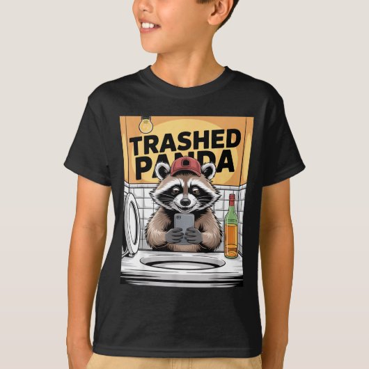 Funny Trashed Panda Raccoon Gets Drunk  T-shirt (Voorkant)