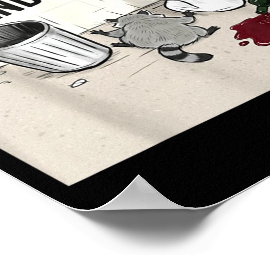 Funny Trashed Panda Racoon Gets Drunk  Poster (Hoek)