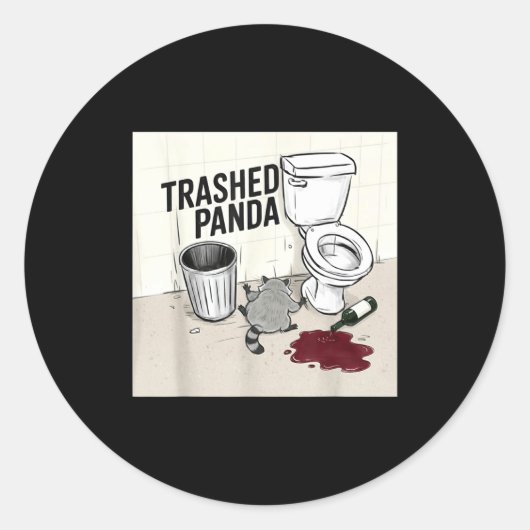 Funny Trashed Panda Racoon Gets Drunk  Ronde Sticker (Voorkant)