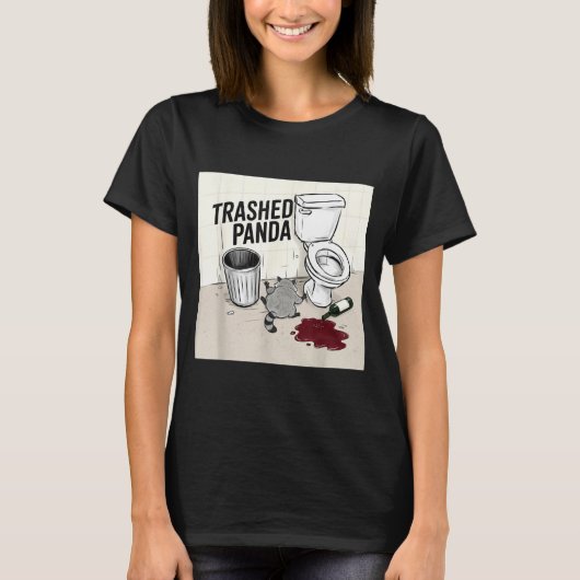 Funny Trashed Panda Racoon Gets Drunk  T-shirt (Voorkant)