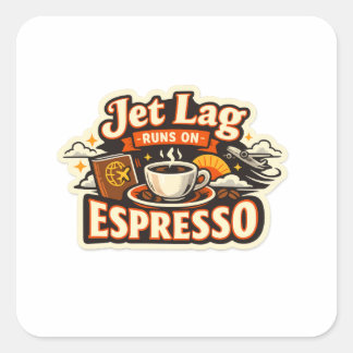  Funny Travel Coffee Lover Hat Vierkante Sticker