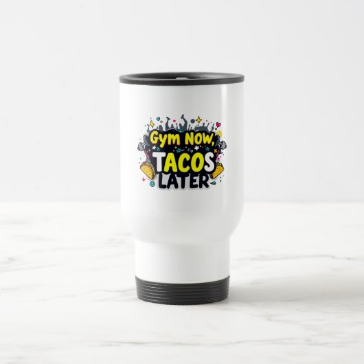 Funny Travel Mug – Fitness & Foodie Commuter Cup (Centre)