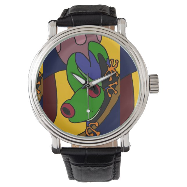 Funny Tree Frog Montre d'art Abstrait (devant)