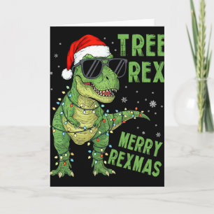 Funny Tree Rex Kerst Dinosauriër Kerstmannen Hoed Kaart
