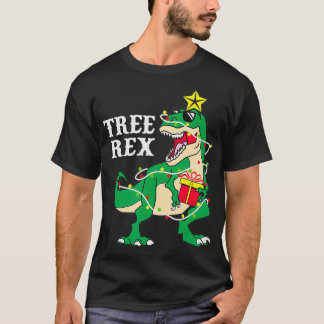Funny Tree Rex met kerstlampjes Dinosaur Chri T-shirt