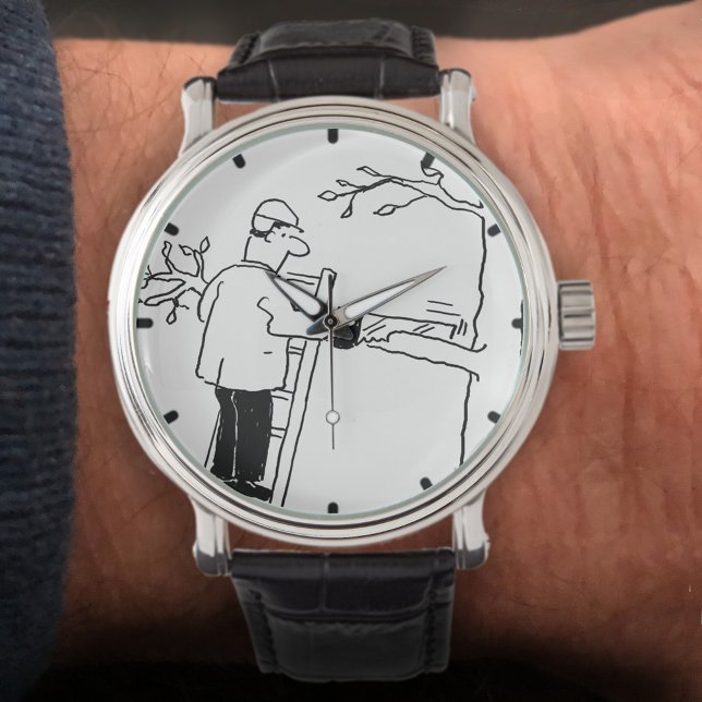 Funny Tree Surgeon Cartoon Horloge (Creator heeft geüpload)