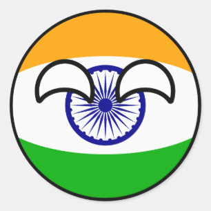 Funny Trending Geeky India Countryball Ronde Sticker