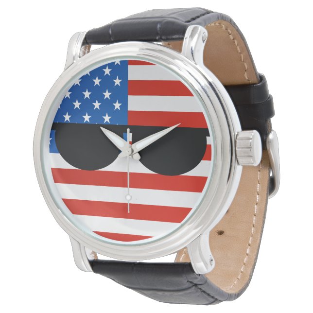 Funny Trending Geeky USA Countryball Horloge (Gekanteld)