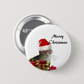 Funny trendy Santa wise-kerstkat Ronde Button 5,7 Cm (Voorkant /achterkant)