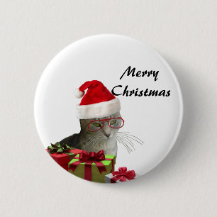 Funny trendy Santa wise-kerstkat Ronde Button 5,7 Cm