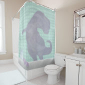 Funny TRex Dino in de douche Douchegordijn (In situ)