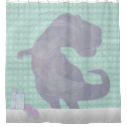 Funny TRex Dino in de douche Douchegordijn (Voorkant)