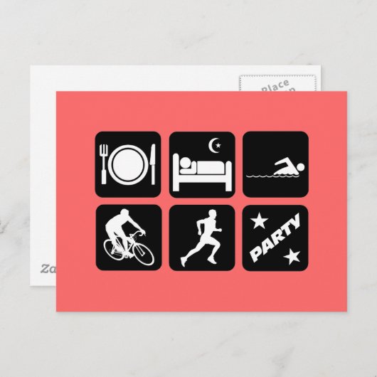 Funny triathlon briefkaart (Voorkant / Achterkant)