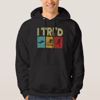 Funny Triathlon voor mannen fietsende zwemmer tria Hoodie