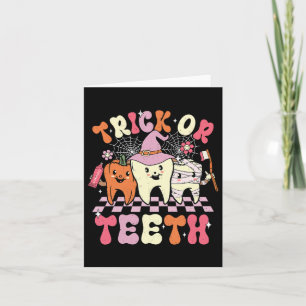 Funny Trick of Teeth Halloween Dental Hygienist Kaart