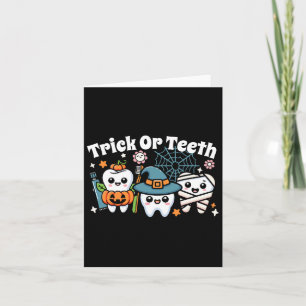 Funny Trick of Teeth Halloween Dental Hygienist Kaart