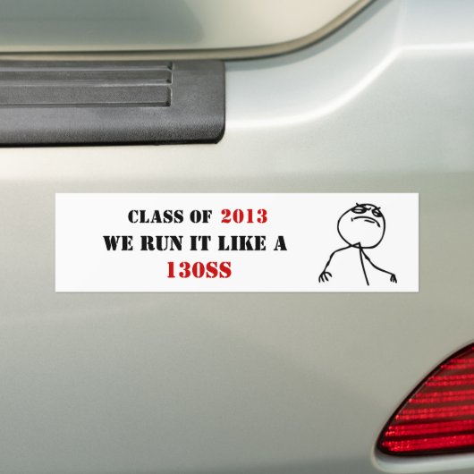 Funny Troll Face Class of 2013 Bumpersticker (Op auto)