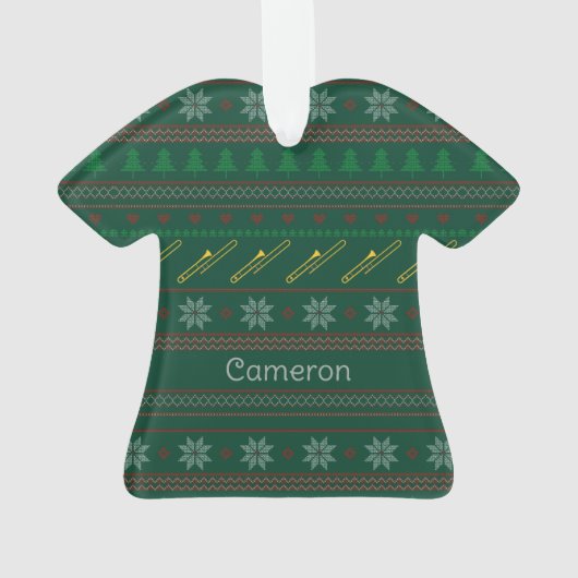 Funny Trombone Christmas Sweater Pattern Custom (dos)